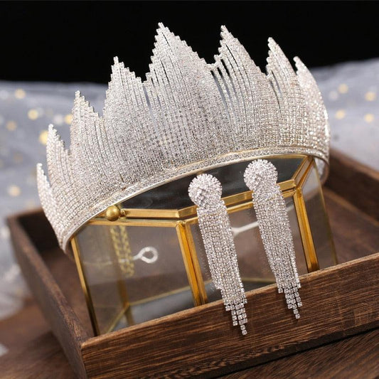 Luxury Crystal Tiaras Crown With Earrings - my LUX style