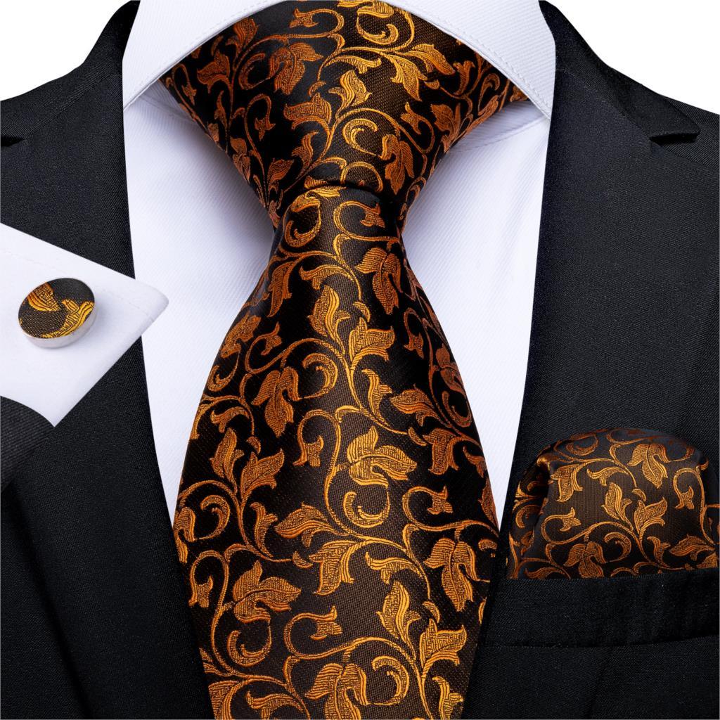 Gold Black Silk Tie - my LUX style