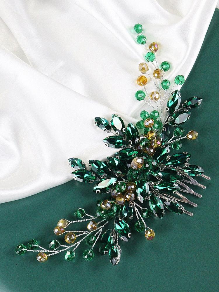 Green Crystal Hair Comb - my LUX style