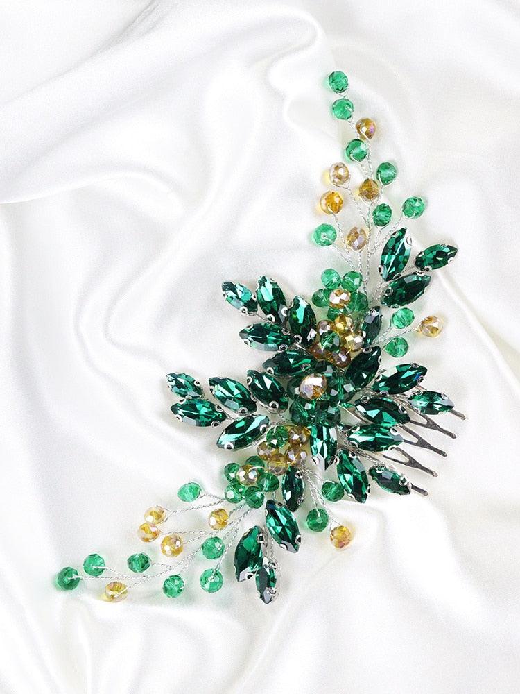 Green Crystal Hair Comb - my LUX style