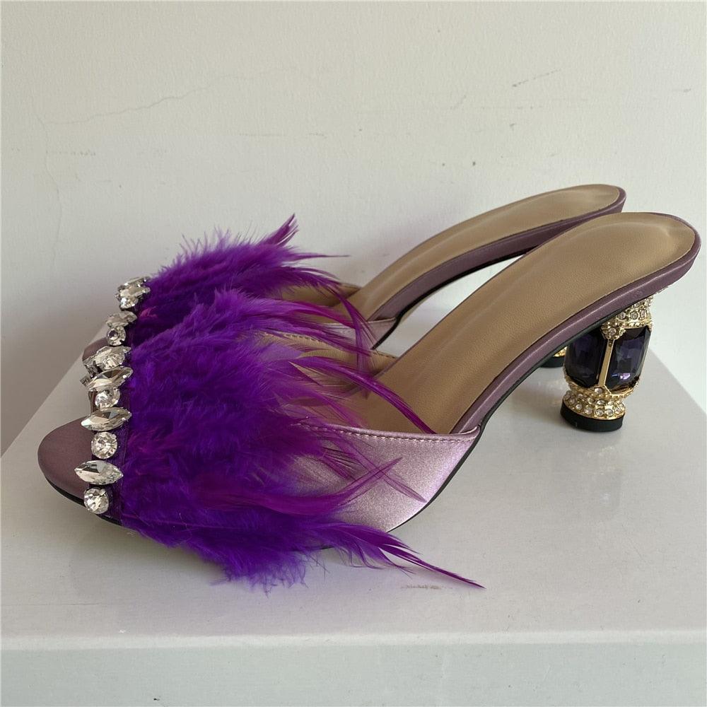 Jeweled Crystal Feather Luxury Shoes - my LUX style