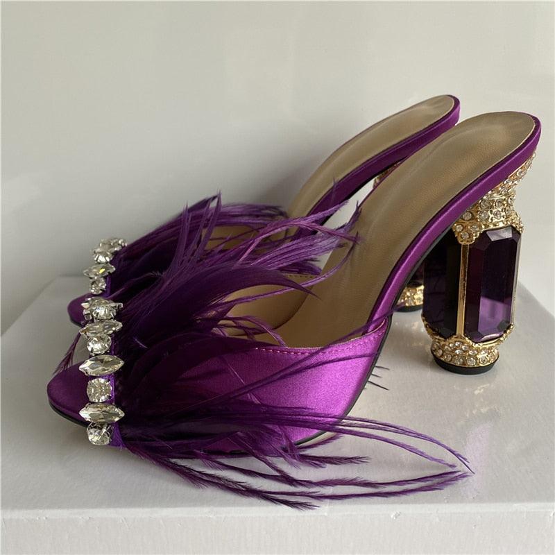 Jeweled Crystal Feather Luxury Shoes - my LUX style