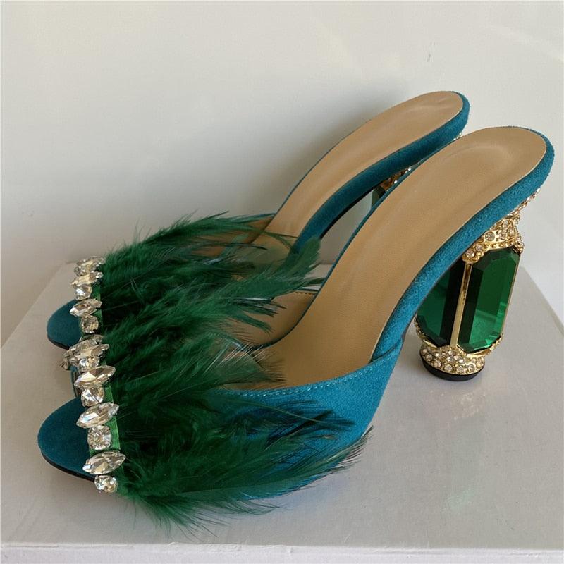 Jeweled Crystal Feather Luxury Shoes - my LUX style