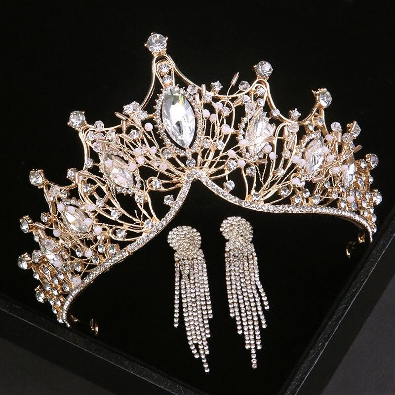 Luxury Crystal Tiaras Crown With Earrings - my LUX style