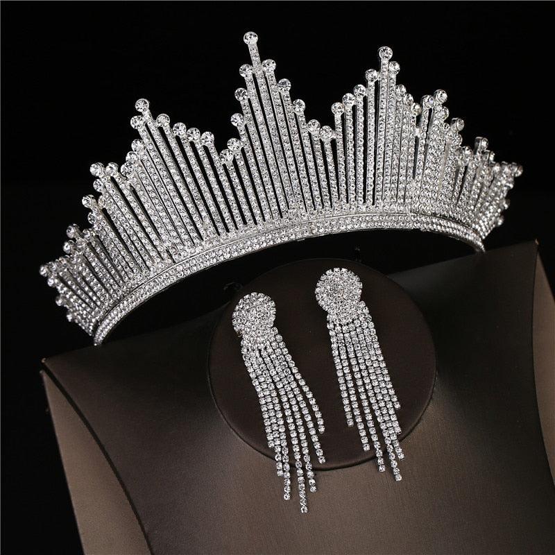 Luxury Crystal Tiaras Crown With Earrings - my LUX style