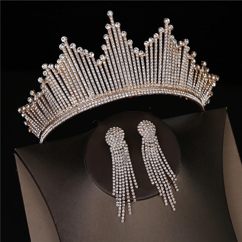 Luxury Crystal Tiaras Crown With Earrings - my LUX style