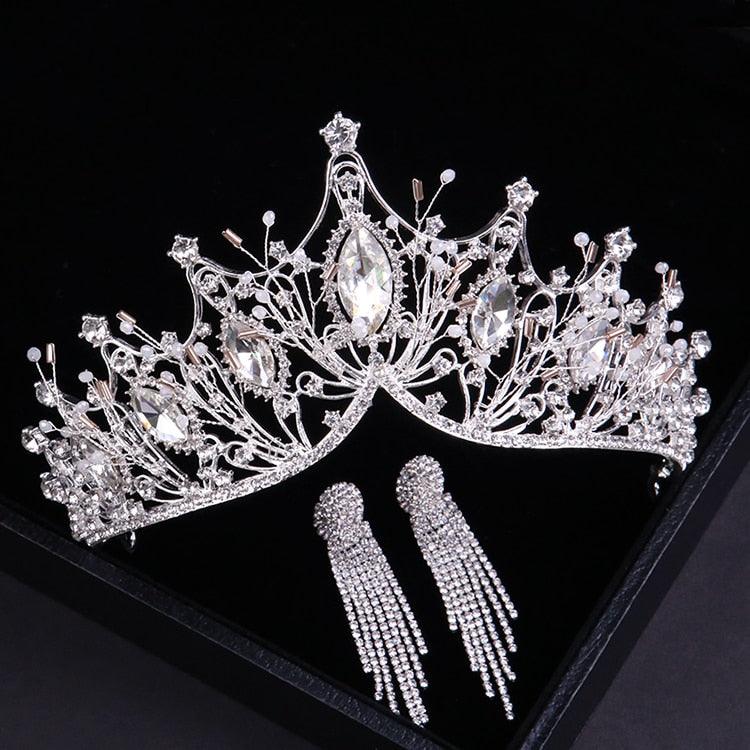 Luxury Crystal Tiaras Crown With Earrings - my LUX style