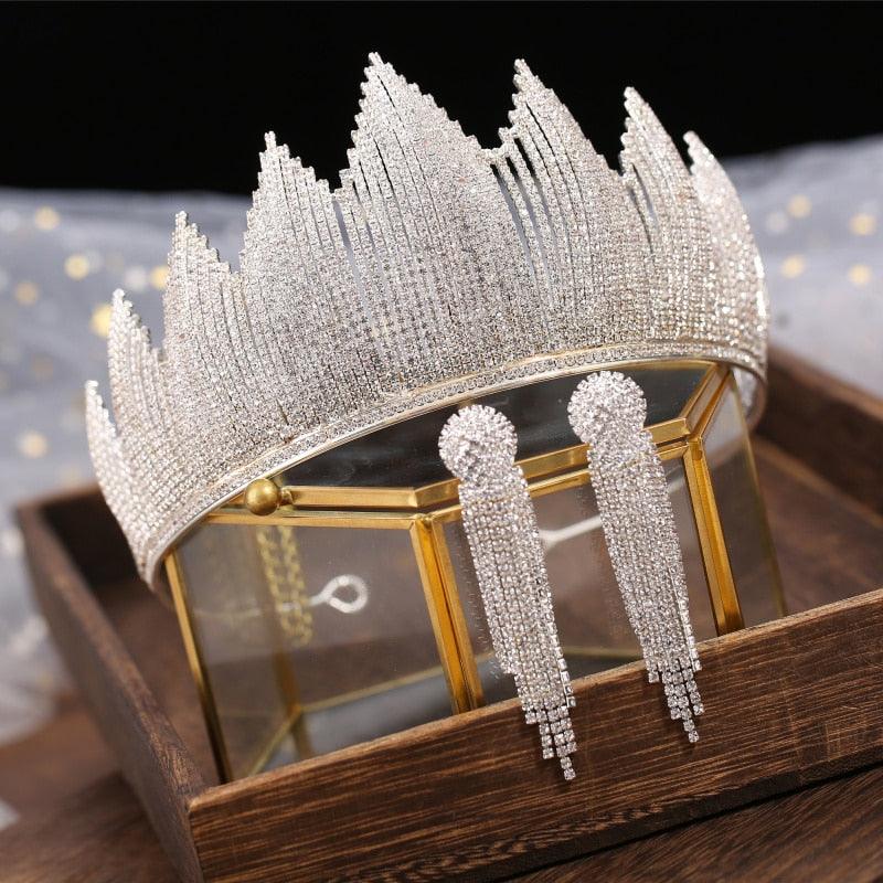 Luxury Crystal Tiaras Crown With Earrings - my LUX style