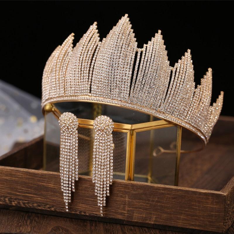 Luxury Crystal Tiaras Crown With Earrings - my LUX style