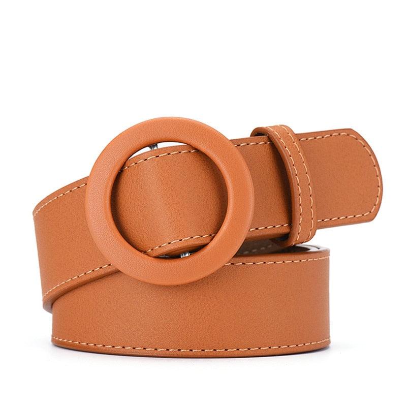 Round Buckle Leather Belt - my LUX style